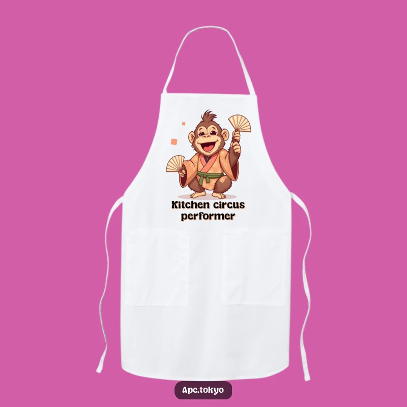 Funny Orangutan Juggling Fans Apron: Hilarious Primate Chef Wear for Fun Gifts