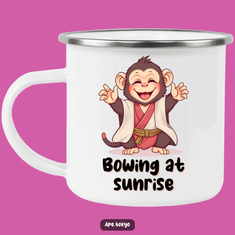 Funny Joyful Ape Kimono Camping Mug: Cheerful Humor for Adventures