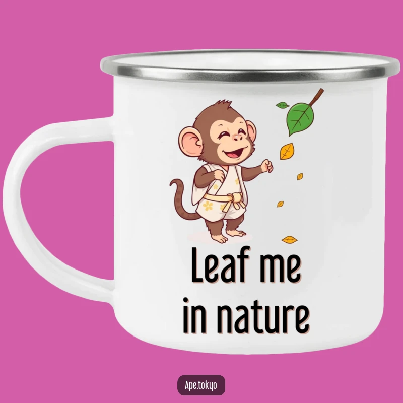Funny Kimono Ape Leaf Camping Mug: Silly Ape Outdoors, Funny Gift!