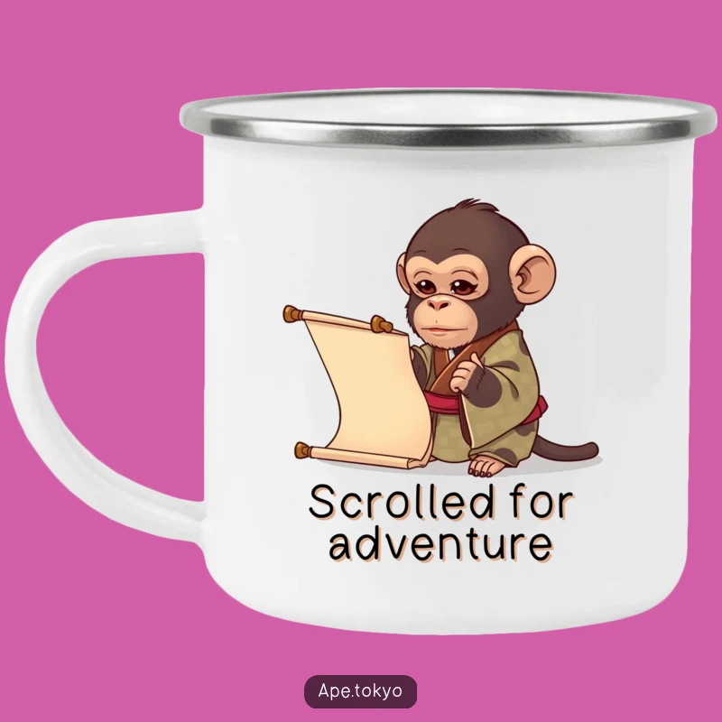 Funny Curious Ape Kimono Camping Mug: Adventure in Curiosity