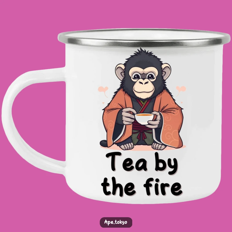 Funny Serene Ape Tea Camping Mug: Peaceful Sips Outdoors