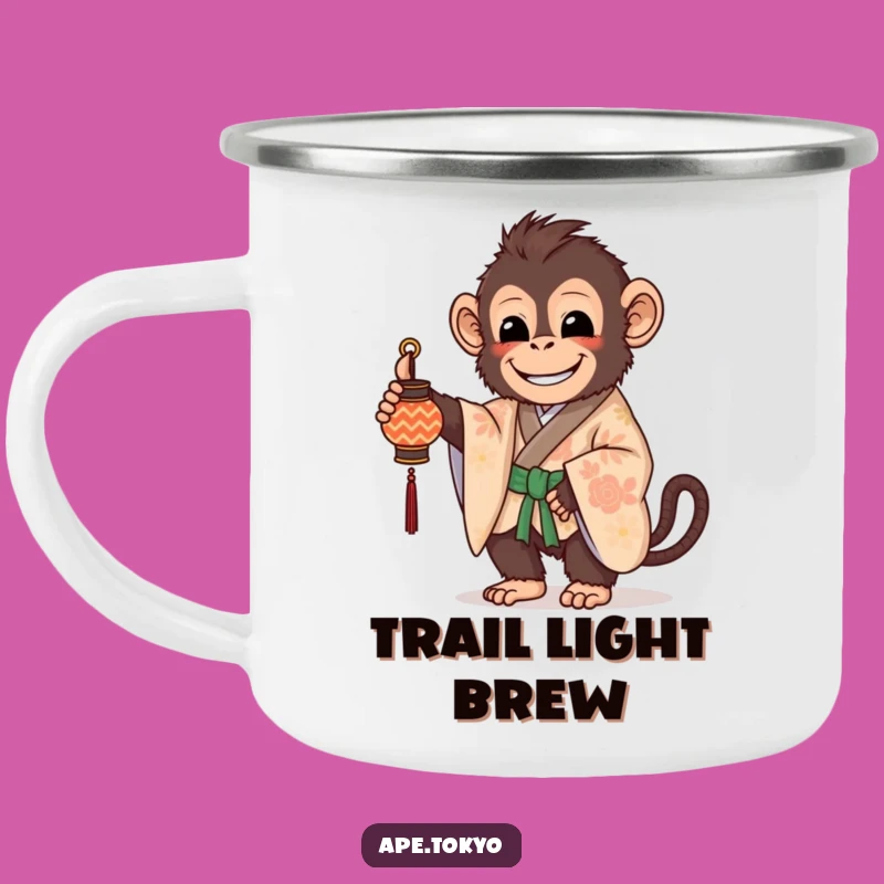 Funny Kimono Ape Lantern Camping Mug: Beaming Ape Outdoors, Funny Gift!
