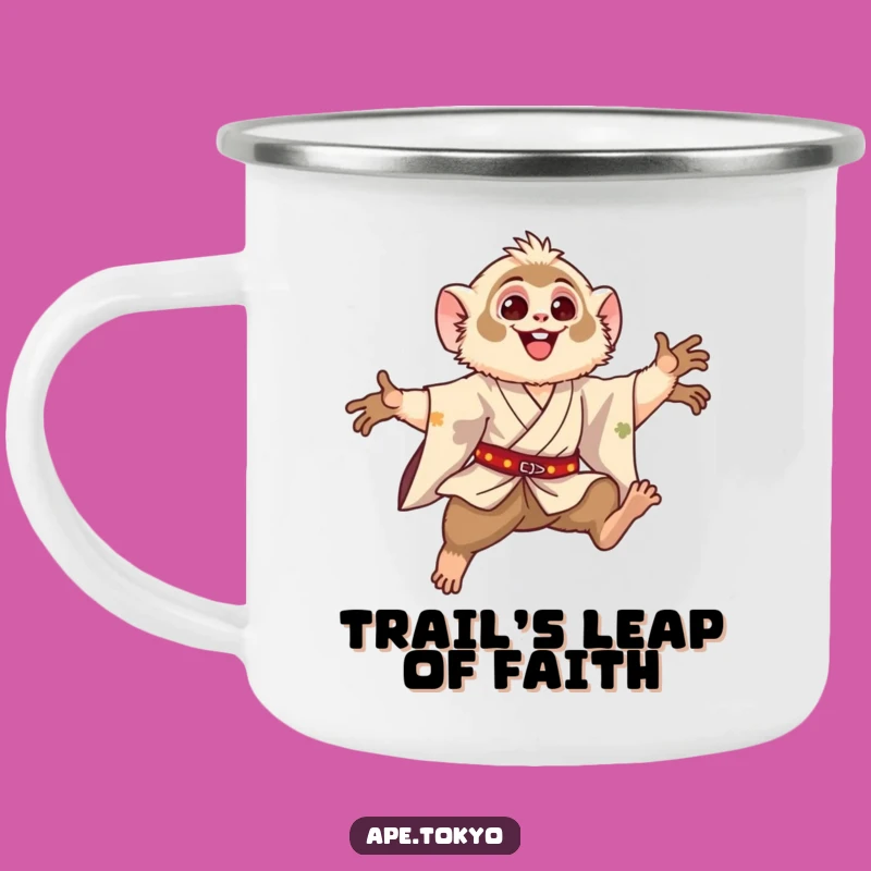 Funny Gibbon Leaping Motion Camping Mug: Durable & Hilarious Primate Gear Gift