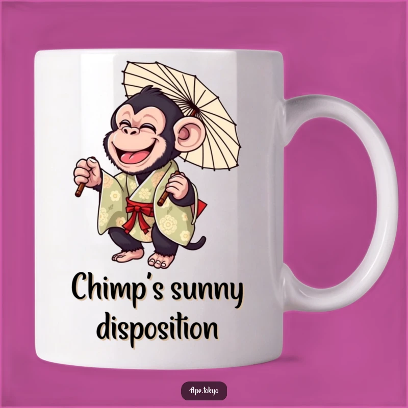 Funny Chimp Parasol Twirl Mug: Hilarious Primate Humor for a Giggly Gift