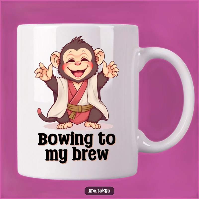 Funny Joyful Ape Kimono Bow Mug: A Hilarious & Cheerful Gift