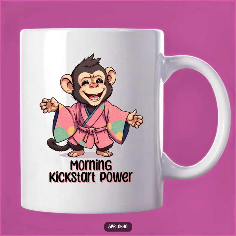 Funny Kimono Ape Pose Mug: Joyful Ape Dynamic Art, Perfect Funny Gift!