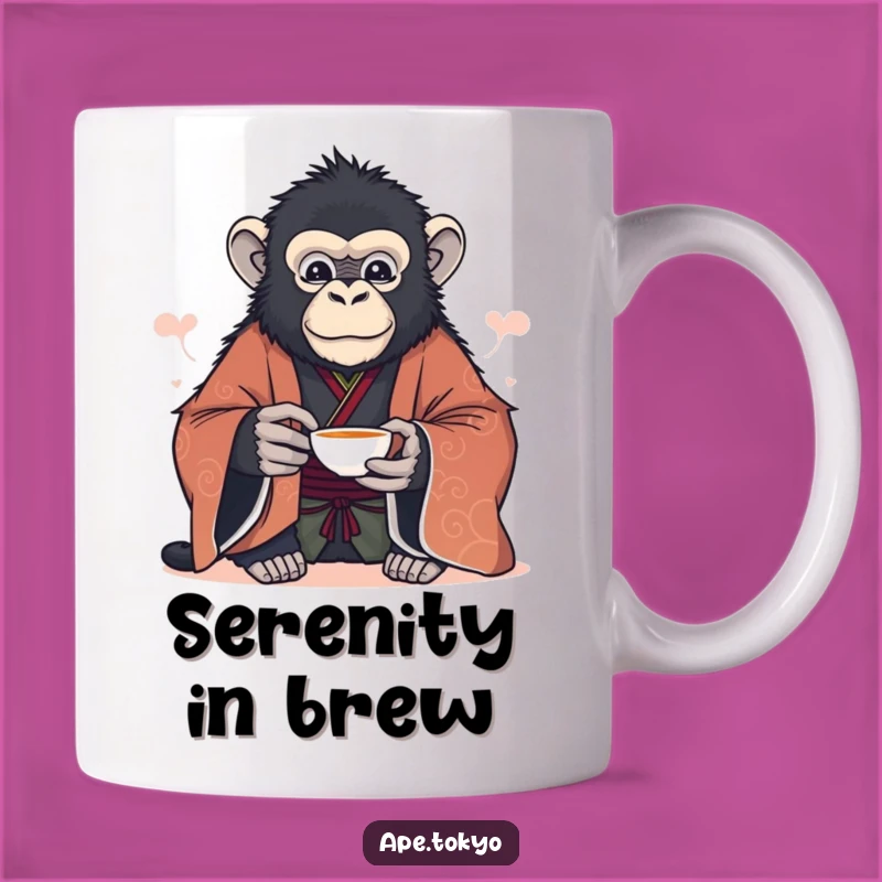 Funny Serene Ape Tea Ceremony Mug: Elegant Humorous Gift