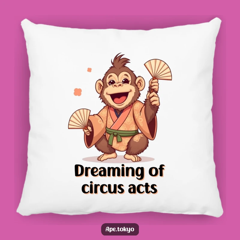 Funny Orangutan Juggling Fans Pillow: Cozy & Hilarious Primate Cushion Gift