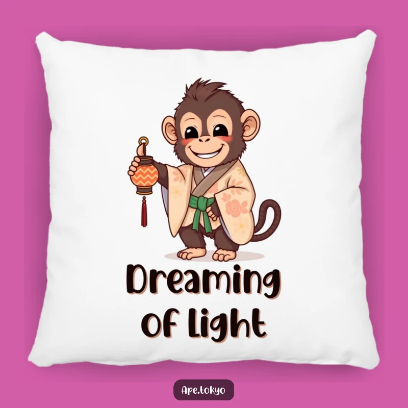 Funny Kimono Ape Lantern Pillow: Cozy Ape Glow, Gentle Funny Gift!