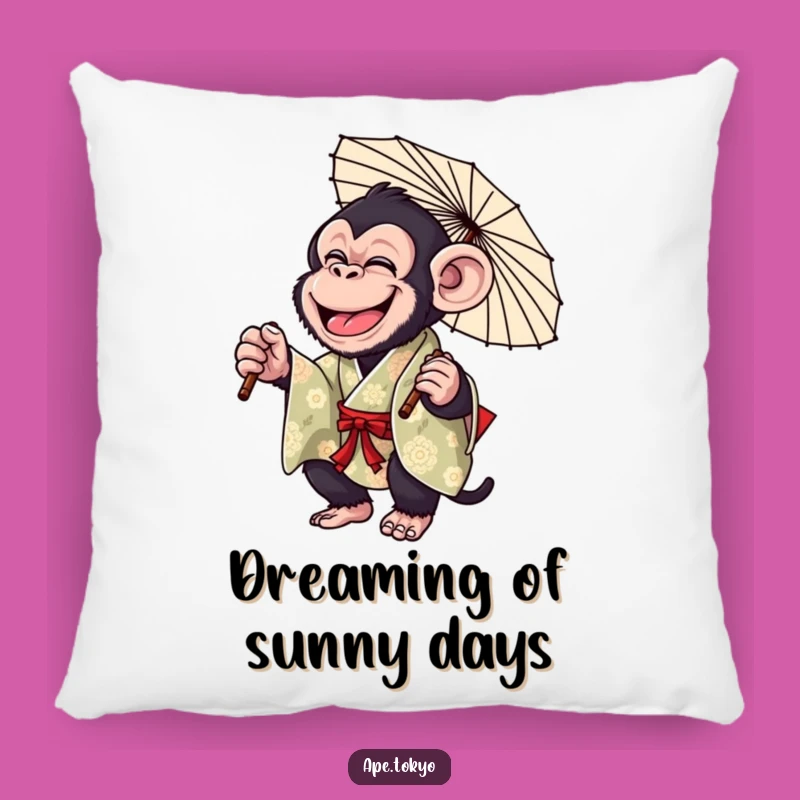 Funny Chimp Parasol Twirl Pillow: Cozy & Hilarious Primate Cushion Gift