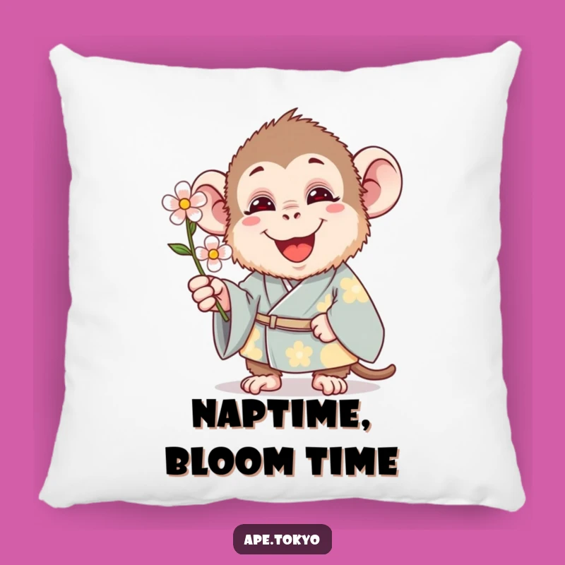 Funny Kimono Ape Pillow: Cozy Ape Flower Accent, Adorable Funny Gift!