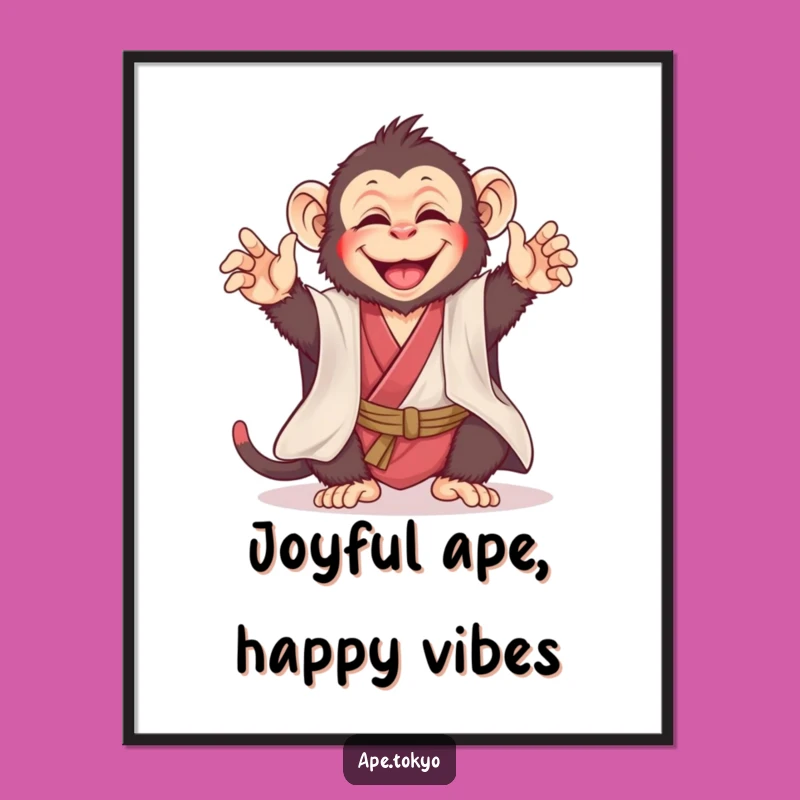 Funny Joyful Ape Kimono Digital Art: Playful Humor for Your Walls
