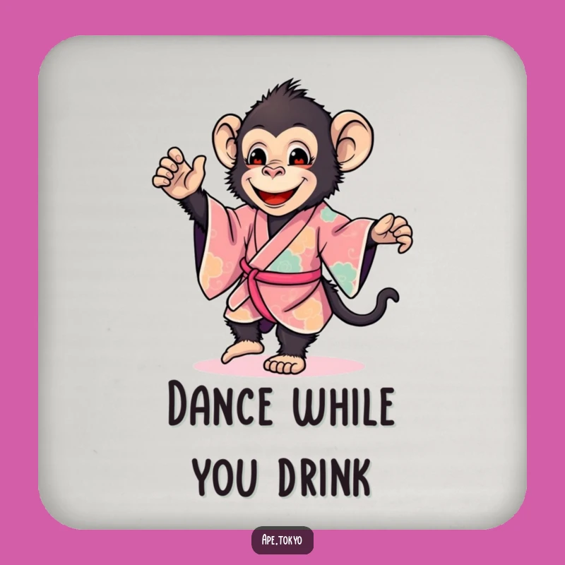 Funny Smiling Ape Kimono Coaster Set: Protect Your Table with Style