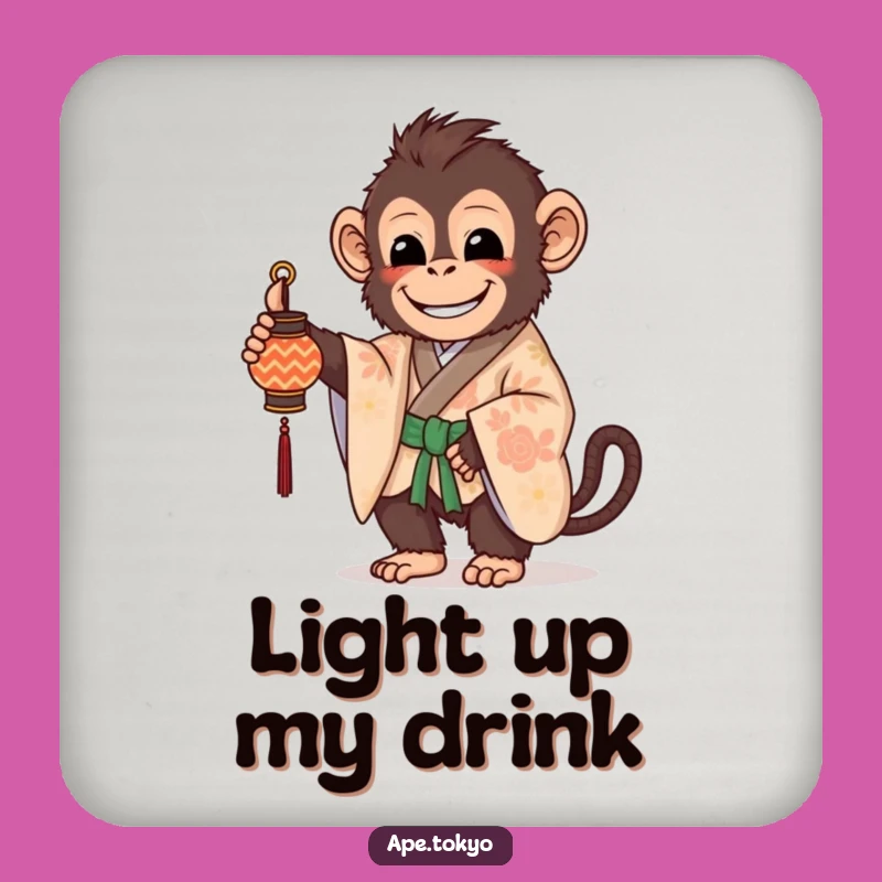 Funny Kimono Ape Lantern Coaster: Beaming Protection, Gentle Funny Gift!