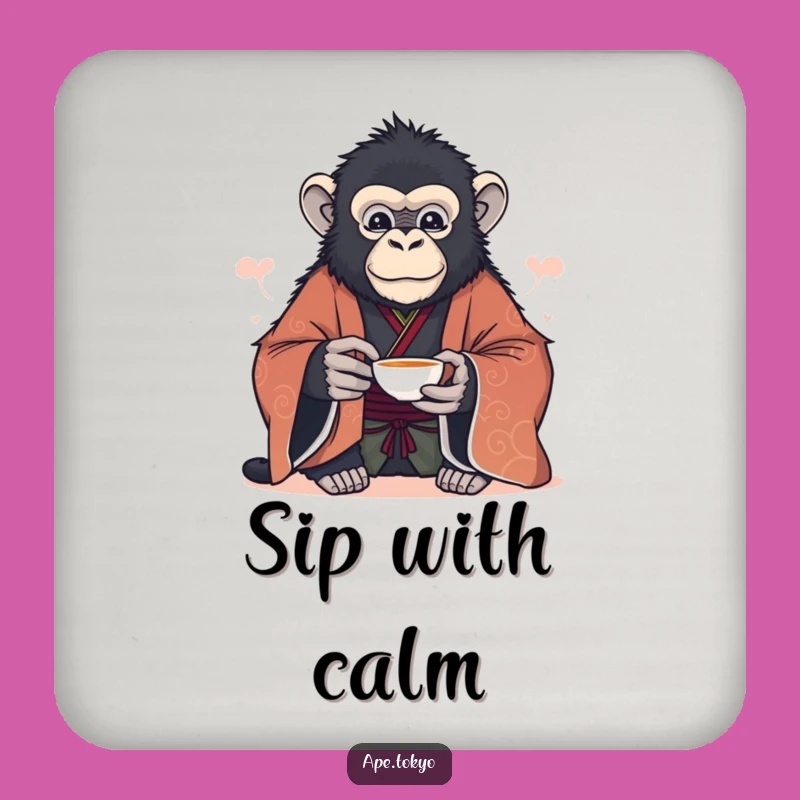 Funny Serene Ape Tea Coasters: Protect Surfaces with Elegance