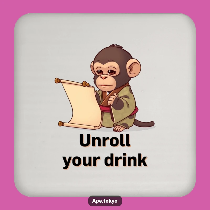 Funny Curious Ape Kimono Coaster Set: Guard Your Table with Humor