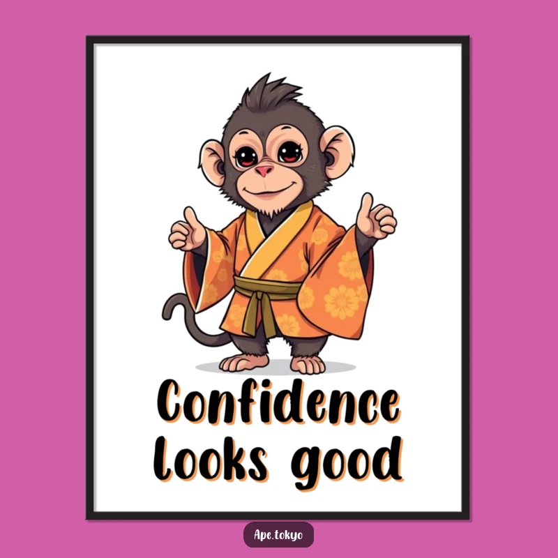 Funny Macaque Kimono Stance Poster: Stylish Primate Art for Hilarious Decor Gift