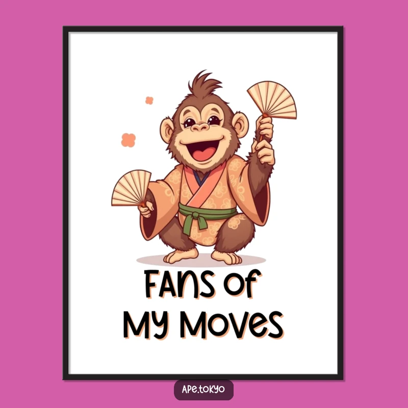 Funny Orangutan Juggling Fans Poster: Vibrant Primate Art for Hilarious Decor Gift