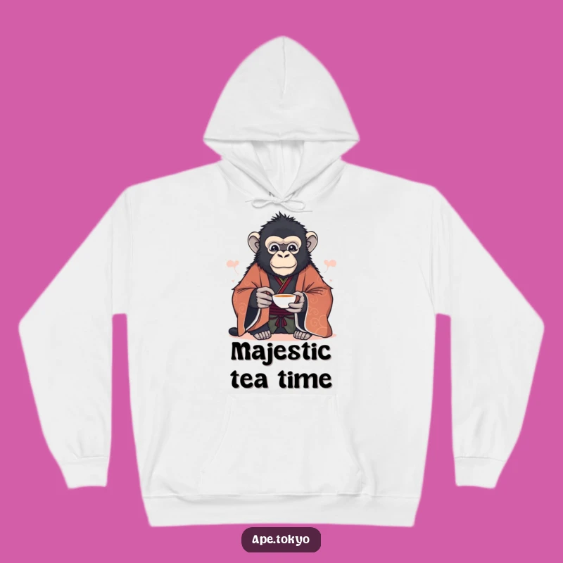 Funny Serene Ape Tea Hoodie: Cozy Comfort and Calm