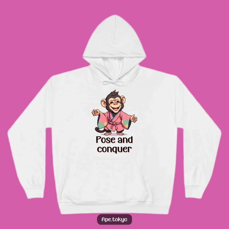 Funny Kimono Ape Pose Hoodie: Dynamic Ape Comfort, Ultimate Funny Gift!