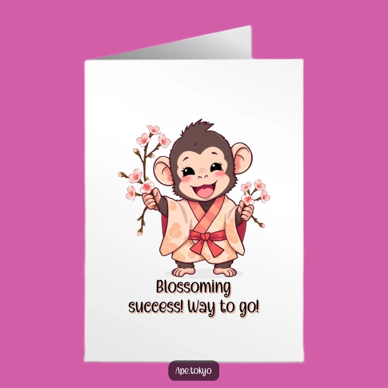 Free Printable Congrats Card: Playful Ape Blossoms - Funny Downloadable Gift!