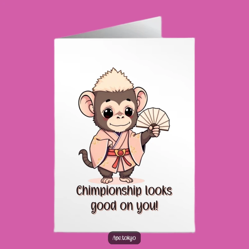 Free Printable Congrats Card: Elegant Ape Kimono Fan Masterpiece Downloadable