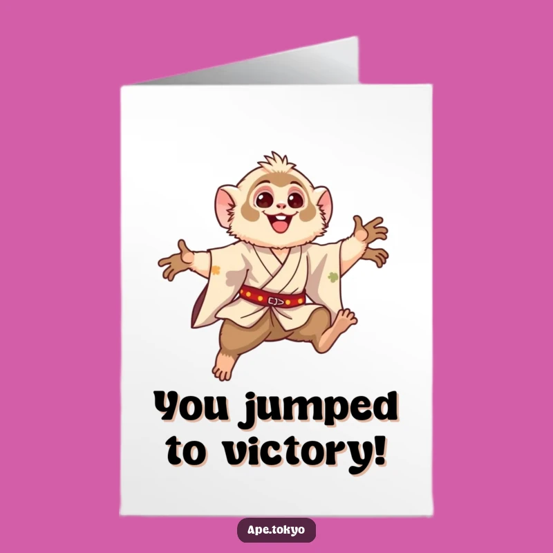 Free Printable Congratulations Card: Funny Gibbon Leaper  Downloadable Success Gift