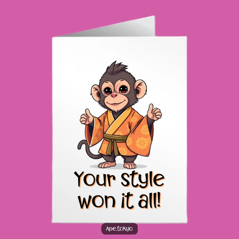 Free Printable Congratulations Card: Stylish Macaque  Downloadable Success Gift