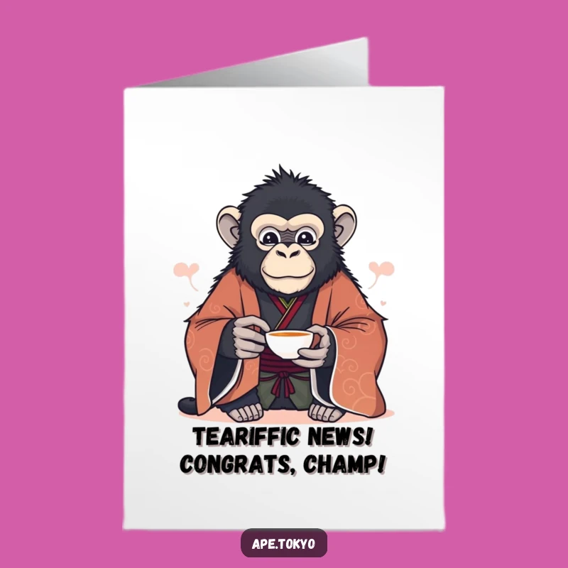 Free Printable Congrats Card: Serene Ape Tea - Funny Downloadable Gift of Peace