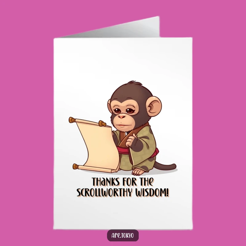 Free Printable Thank You Card: Curious Ape Kimono Scroll Gratitude Downloadable