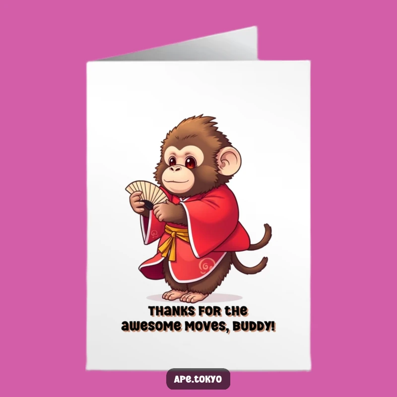 Free Printable Thank You Card: Fluffy Ape Fan Dance Gratitude - Funny Downloadable Gift