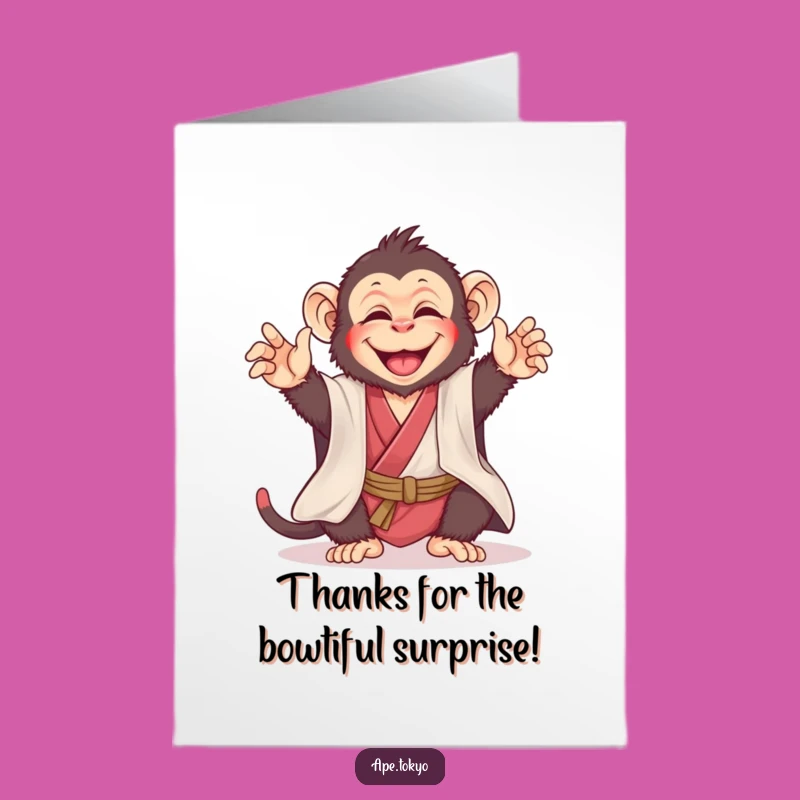 Free Printable Thank You Card: Joyful Ape Kimono Bow Gratitude Downloadable