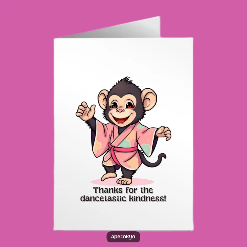 Free Printable Thank You Card: Smiling Ape Kimono Dance Gratitude Downloadable