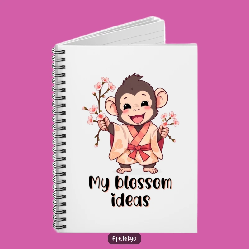 Funny Playful Ape Cherry Blossom Notebook: Ideas Bloom Here