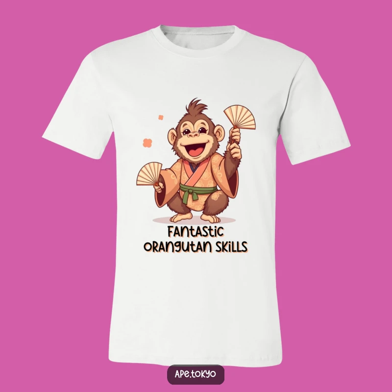 Funny Orangutan Juggling Fans T-Shirt: Quirky Primate Style for a Hilarious Gift