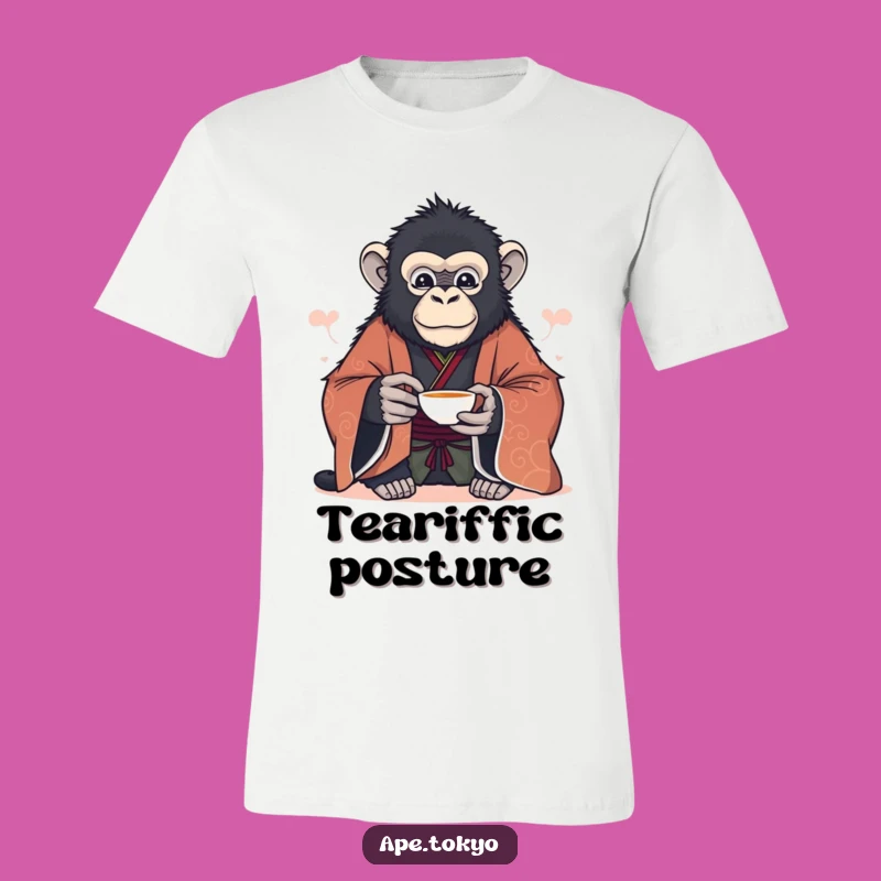 Funny Serene Ape Tea T-Shirt: Wear Your Calm with Humor