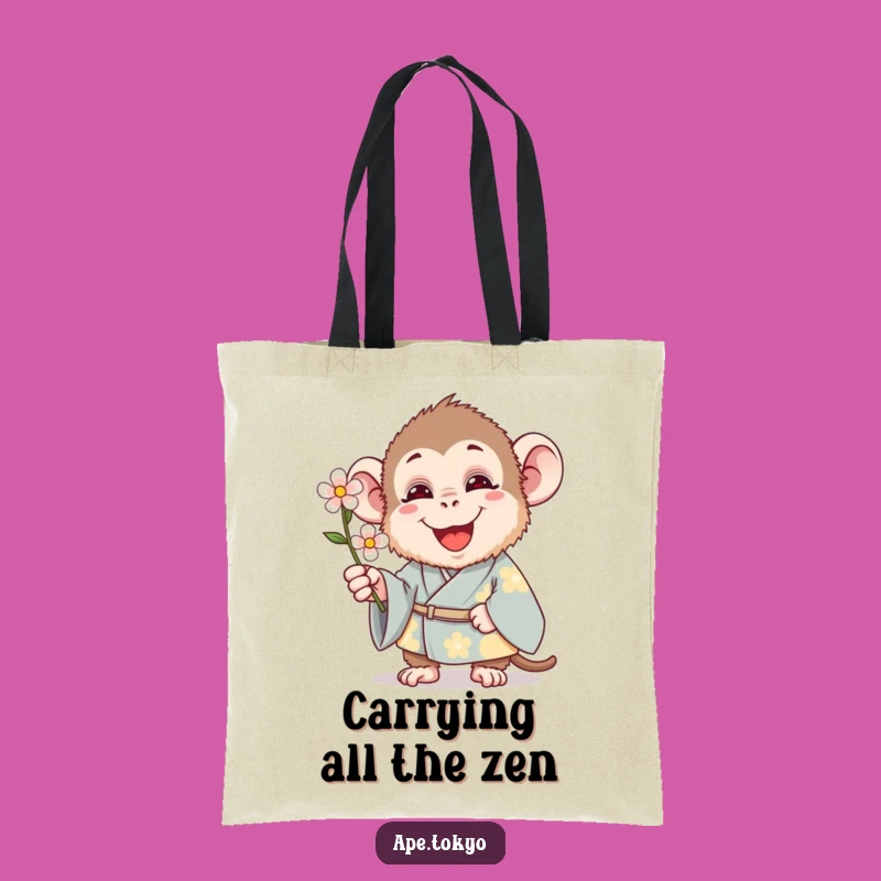 Funny Kimono Ape Tote Bag: Happy Ape Flower Gift, Chic & Funny!