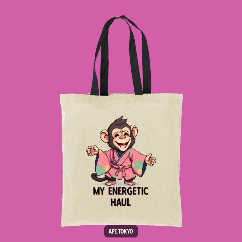 Funny Kimono Ape Pose Tote Bag: Dynamic Ape Style, Chic Funny Gift!